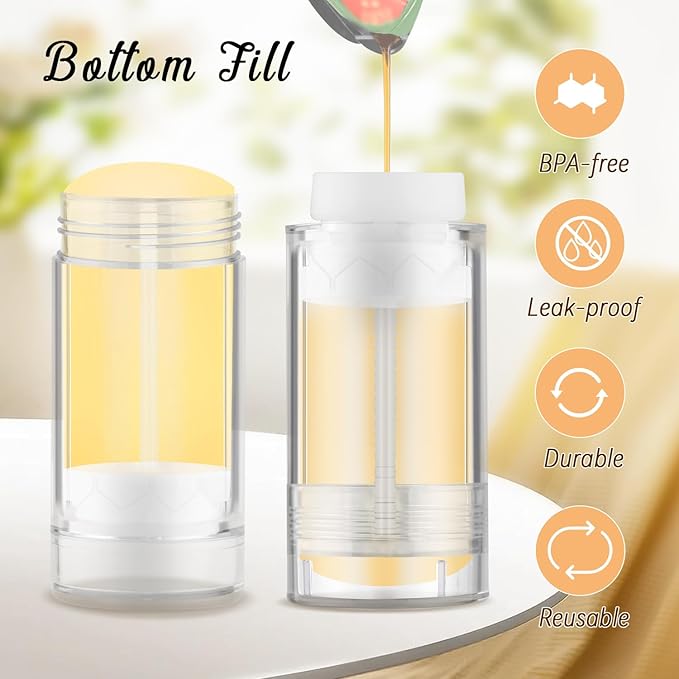 12 Pieces 15g Clear Plastic Deodorant Containers,Empty 1/2 oz Travel Lip Balm Tubes,Refillable Twist-UP Solid Perfume Tubes,Lipstick Tubes for DIY-FemmiqueWomen