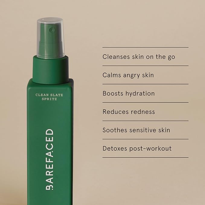 Barefaced Clean Slate Spritz 4 Fl Oz - Hypochlorous Acid Mist for Face & Body, Cleanses Skin on the Go, Setting Spray For Makeup, Boosts Hydration, Reduces Redness, and Soothes Sensitive Skin-FemmiqueWomen