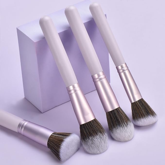 10 Piece Purple Makeup Brushes - Wooden Handle with Soft Synthetic Bristles,for Face & Eye Makeup|Professional Makeup Brushes set for Women & Girls|-FemmiqueWomen