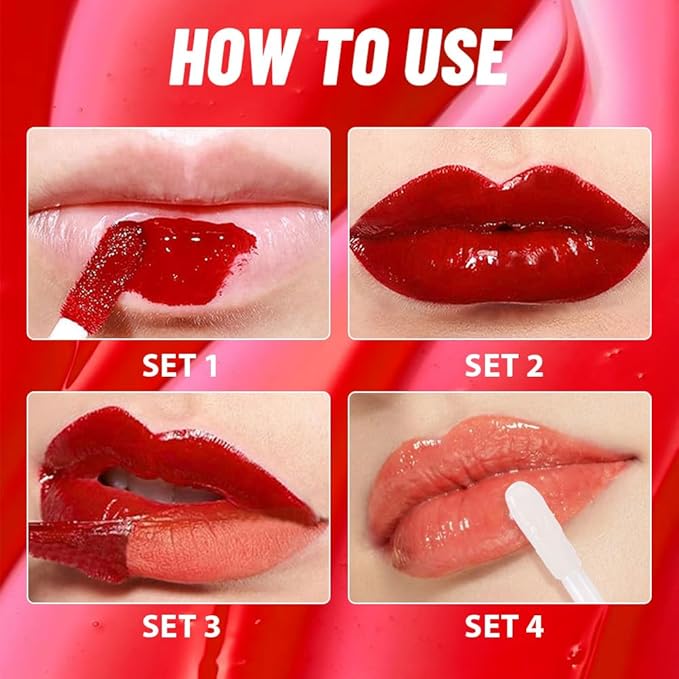 2Pcs Lip Stain Peel Off Lip Gloss oil Dual-Ended Combo, Lips Liner Stain Peel Off Masque, Long Lasting & Waterproof, Transfer-Proof Lip Tint Stain with Lip oil for All Skin Type 01#+04#-FemmiqueWomen