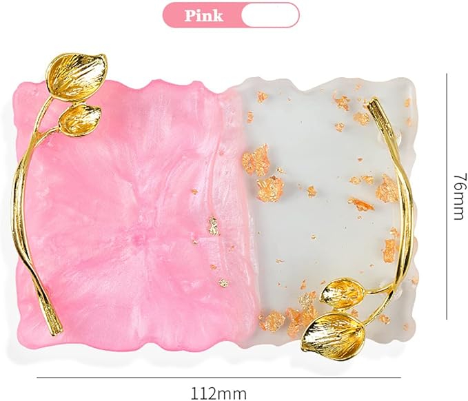 2023 Retro Nail Art Palette, Nail Painting Mixed Color Palette with Leaves Handle, Nail Holder Gel Color Makeup Display Board Pallet (Pink)-FemmiqueWomen