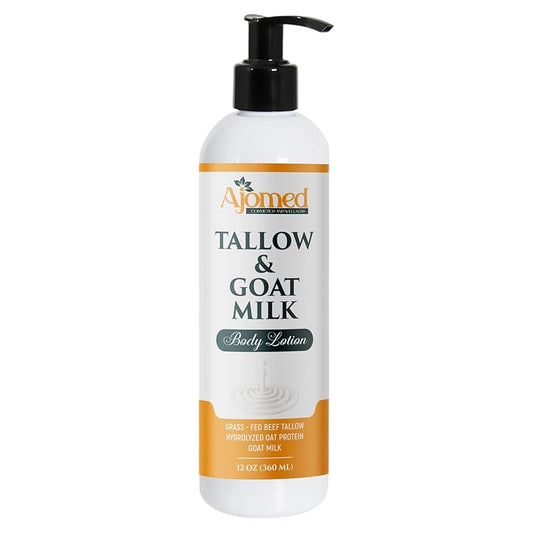 Grass Fed Beef Tallow & Goat Milk Body Lotion for Sensitive Skin, Organic Tallow Lotion - Soothes Dry Patches, Goat Milk Moisturizer - Handmade Tallow Body Lotion (Lavender Vanilla, 12 Oz)-FemmiqueWomen