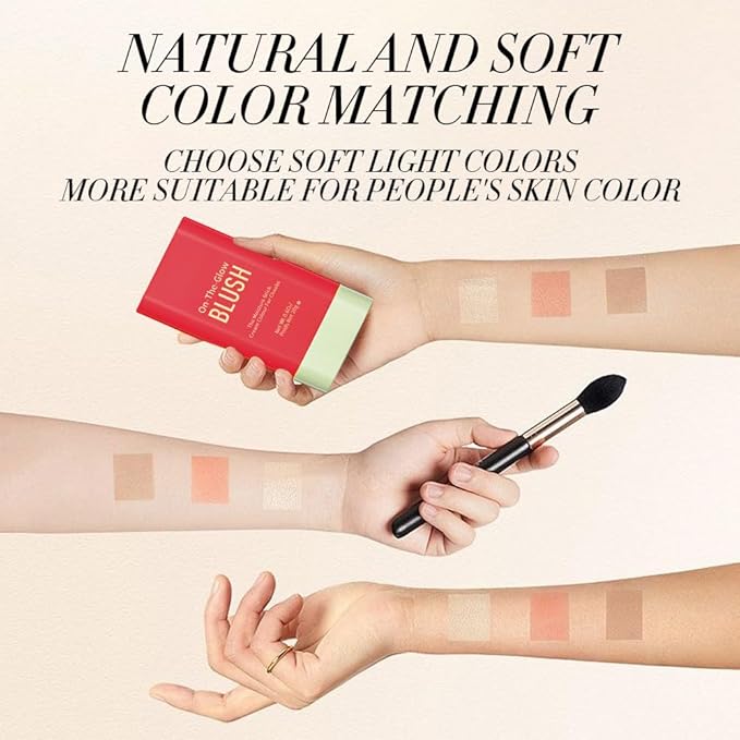 3-in-1 Cream Blush Stick for Cheeks Lips Eyes, Waterproof Natural Finish Tinted Makeup Stick, Hydrating Multi-Use Blush Balm-FemmiqueWomen