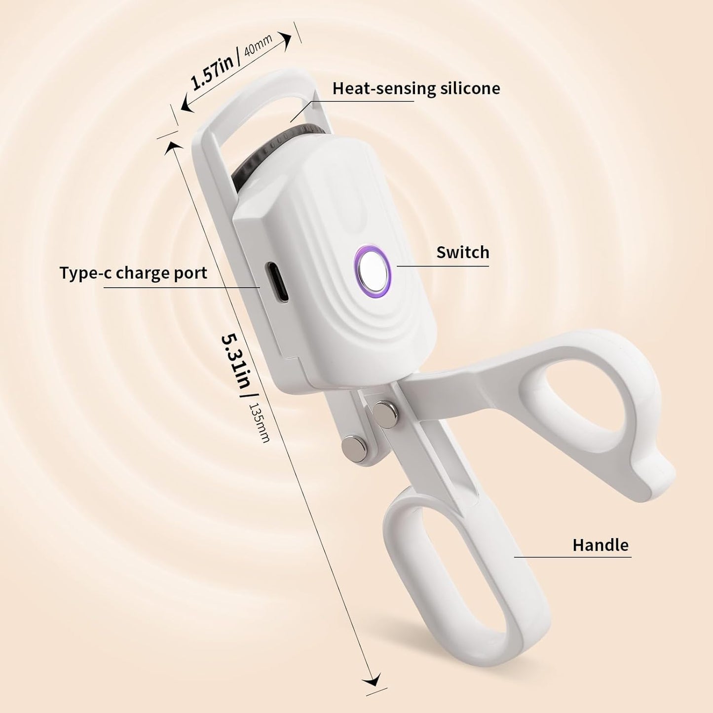 docolor Heated Eyelash Curler Fast Heat up Within 10s, 24 Hours Long Lasting Electric Eyelash Curler 3 Temperature Modes with USB Rechargeable Safe lash Curler Quick Natural Curling Eye Lashes-FemmiqueWomen