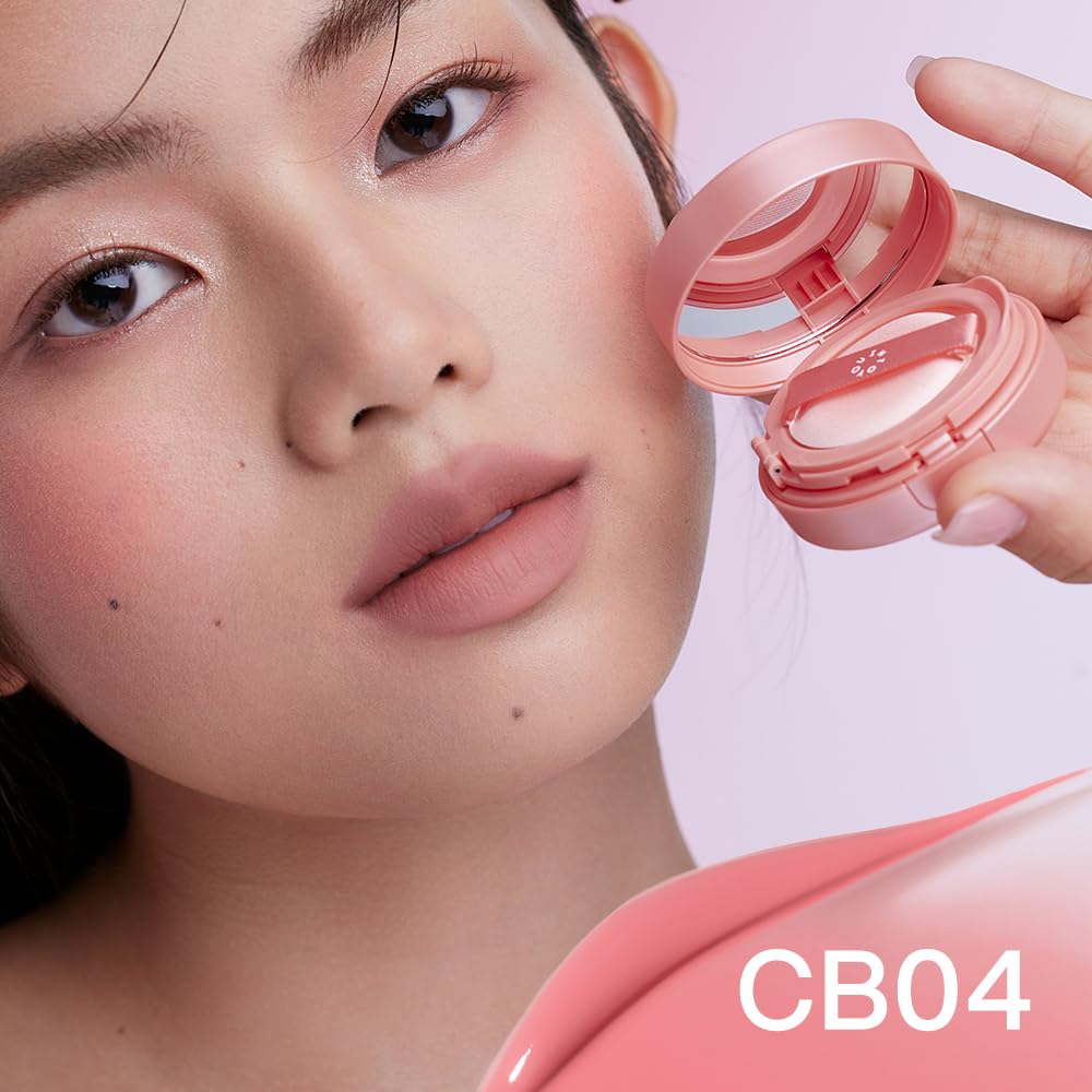 INTO YOU Cream Blush Air Cushion for Cheeks Eyes, Moisturizing, Lightweight, Dewy Finish Face Makeup, Long Wearing, Buildable, Blendable, Pigmented Liquid Blush, for All Skin Tones, Sunlit Peach-FemmiqueWomen