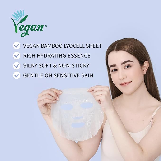 #OOTD Collagen Hydrating Sheet Masks for Face Korean Anti Aging Mask Sheet for Dry Skin & Sensitive Skin, EVE Vegan, Not Tested on Animals, No Parabens, No Sulfates, Hyaluronic Acid, Witch Hazel 10EA-FemmiqueWomen