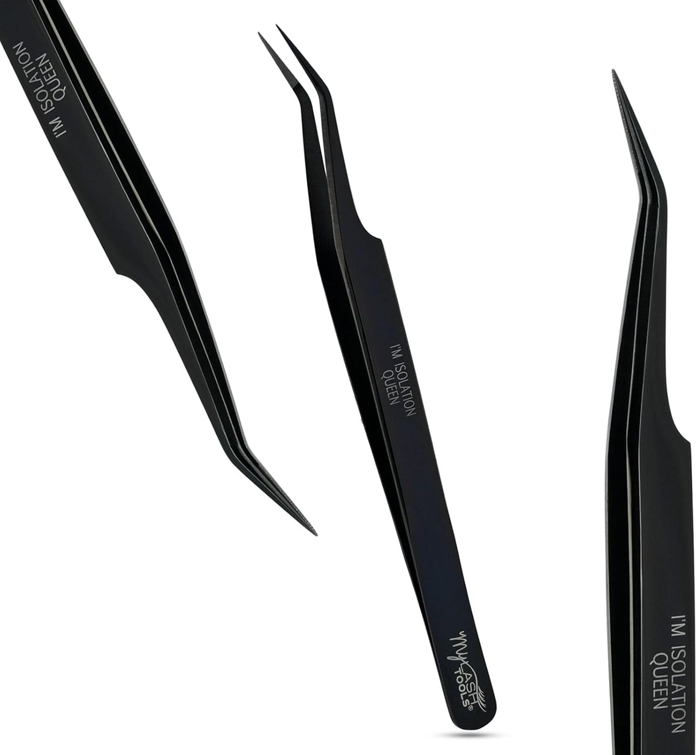 Isolation Tweezer Black Fiber Tip Lash Tweezer 12cm – Precision Stainless Steel Eyelash Extension Tool, Anti-Slip, Fine Tip for Lash Separation & Placement, Lash Artist Supplies-FemmiqueWomen