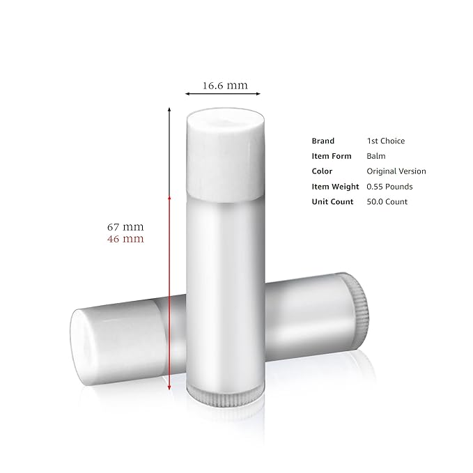 1st Choice 50 Lip Balm Empty Container Tubes 3/16 Oz (5.5ml), Natural White Color-FemmiqueWomen