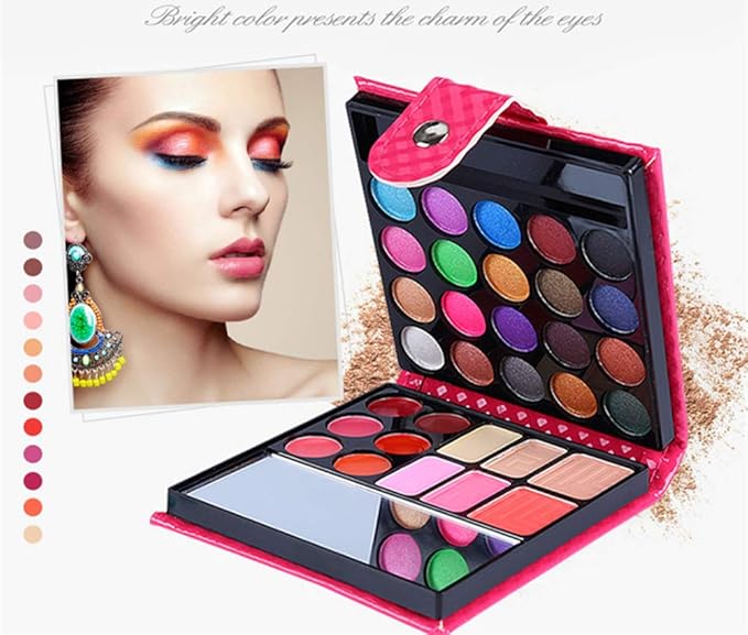 32 Colors Eyeshadow Palette Makeup Contouring Kit Combination with Lipgloss, Blusher and Concealer #1 - Perfect for Professional and Daily Use-FemmiqueWomen