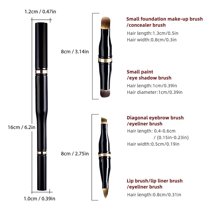 Unaone 4 in 1 Makeup Brush - Travel Lip Brush Eyebrow Brush Eyeshadow Brush Concealer Brush, Portable Multi-function Makeup Brushes-FemmiqueWomen