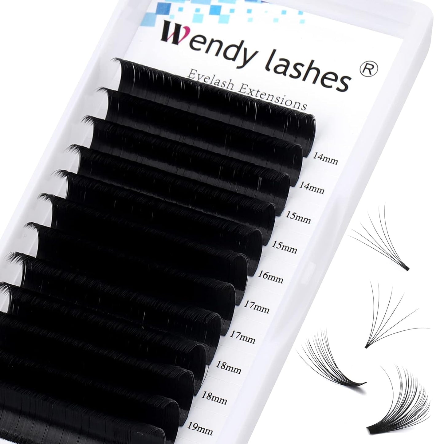 Easy Fan Volume for Lash Artists: Handmade Fans, Self Fanning, Blooming, Black, D Curl, 0.07mm, 14-20mm Mixed, Wendy, KH200102-FemmiqueWomen