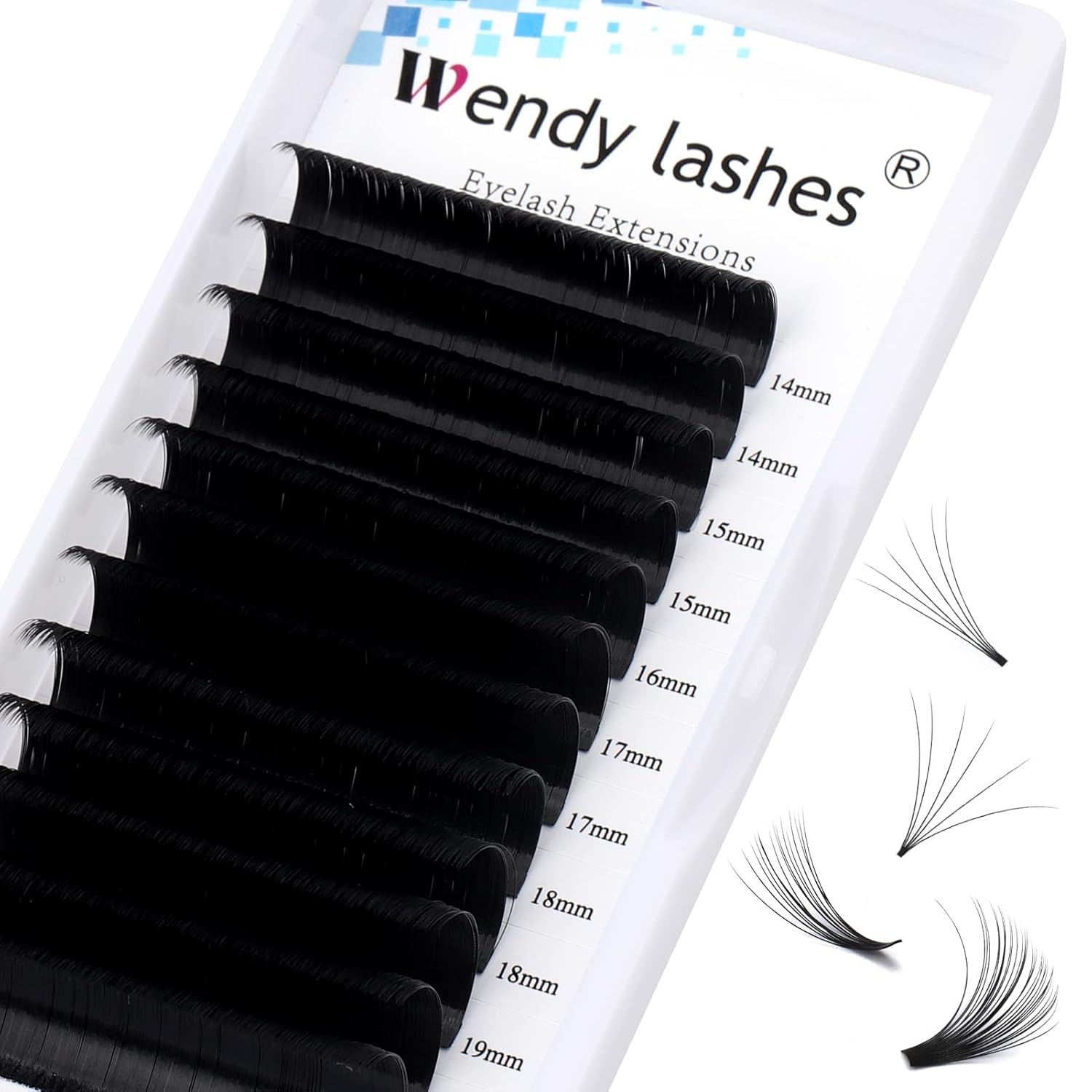 Easy Fan Volume for Lash Artists: Handmade Fans, Self Fanning, Blooming, Black, D Curl, 0.07mm, 14-20mm Mixed, Wendy, KH200102-FemmiqueWomen