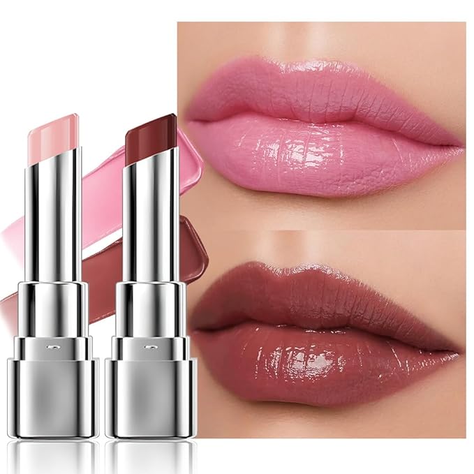 2Pcs Tinted Lip Balm Moisturizing Lipstick – Deep Rose Colored Bean paste & Soft Pale Pink Sheer Hydrating Lip Color for Dry Lips – Nourishing Lip Balm for All Women with a Subtle Natural Scent-FemmiqueWomen