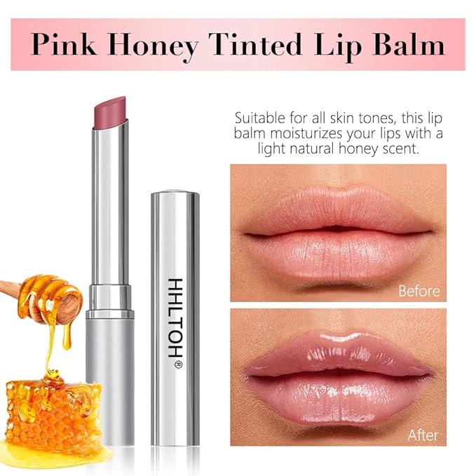 1PCS Orange Pink Honey Tinted Lip Balm Lipstain Lip Tint - Sheer Hydrating Long-Lasting Lipstick for Women All Skin Tones - Moisturizing Lip Gloss, Nourishing Lip Balm with Natural Cherry Tint-FemmiqueWomen