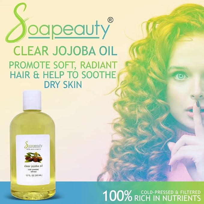 Soapeauty Clear Jojoba Oil | 100% Pure & Natural | Refined, Cold Pressed, Hexane Free | Moisturizing Oil for Skin, Face, Hair & Nails | 12 fl oz-FemmiqueWomen