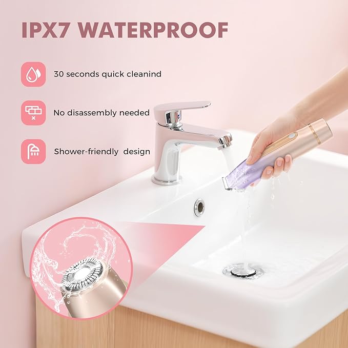 2 in 1 Bikini Trimmer for Women, Dual Head Electric Razor, IPX7 Waterproof Wet/Dry Use Women Electric Shaver, Painless Body Facial Hair Remover for Bikini Legs Arm Underarm, (Lavender)-FemmiqueWomen