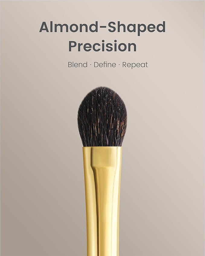 Desert Oak Series Almond Blending Brush - Squirrel & Goat Hair (30/70) for Gentle Powder Application, Bubinga Handle & Brass Ferrule (CM 172)-FemmiqueWomen