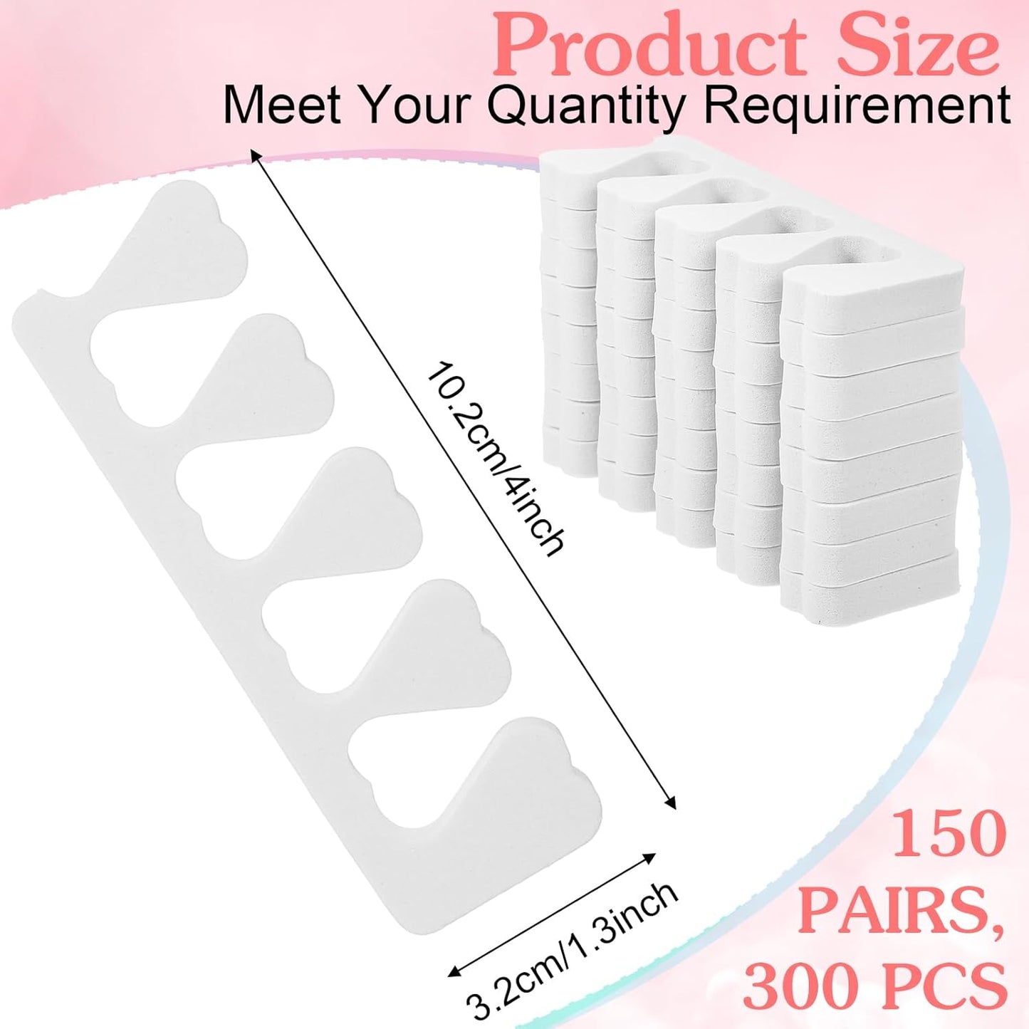 300 Pcs Toe Separators for Nail Polish Bulk Toe Separator Pedicure Correct Foot for Men Women Nail Polish Comfy Soft Pedicure Supplies(White)-FemmiqueWomen