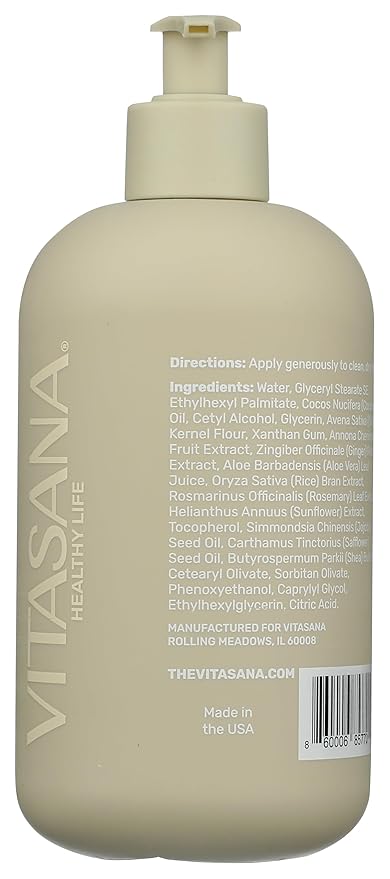 Vitasana Hydrating Hand & Body Lotion, 16 oz – Fragrance‑Free, 99% Plant‑Derived with 2% Colloidal Oatmeal, EWG Verified, Hypoallergenic, Paraben‑Free, Sulfate‑Free, Cruelty‑Free-FemmiqueWomen