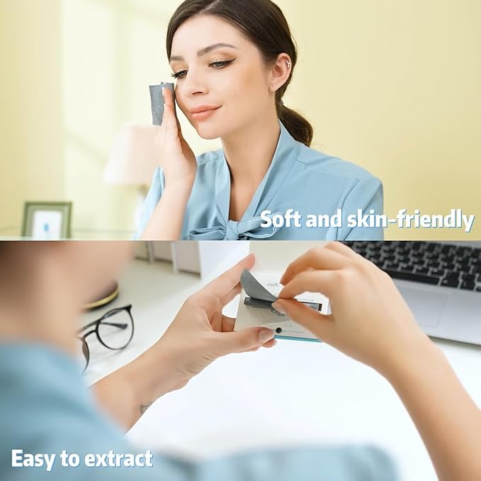 Premium Facial Oil Blotting Paper, 200 Counts - Natural Bamboo Charcoal Face Blotting Sheets, Easy Take Out Design - Top Handy Oil Absorbing Tissues - Oily Skin Care or Make Up Must Have!-FemmiqueWomen