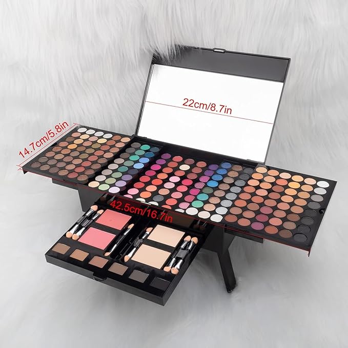 194 Colors Eyeshadow Makeup Palette, Makeup Palette Set with Eyeshadow Blusher Eyebrow Powder Mirror Applicators, All in One Makeup Eye Shadows Cosmetics Gift Kit-FemmiqueWomen