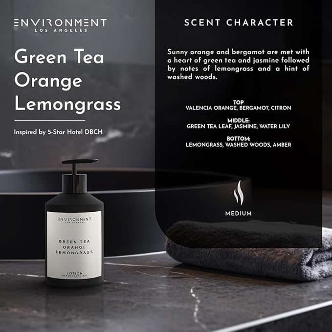 ENVIRONMENT Inspired by 5-Star Hotels DBCH Lotion, 300ml Luxury Scented Lotion (Green Tea | Orange | Lemongrass) Bathroom Luxury, Men & Women High-End Body Lotion, Hand Cream, Dry Skin Treatment-FemmiqueWomen
