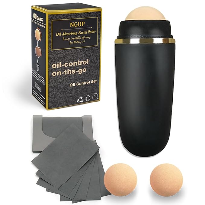 103 PCS Volcanic Roller Oily Skin Oil Control On The Go Volcanic Face Roller Oil Absorbing Volcanic Roller with Oil Blotting Sheet Paper for Oily Skin Care Oil Control Film Tissues (Type2)-FemmiqueWomen
