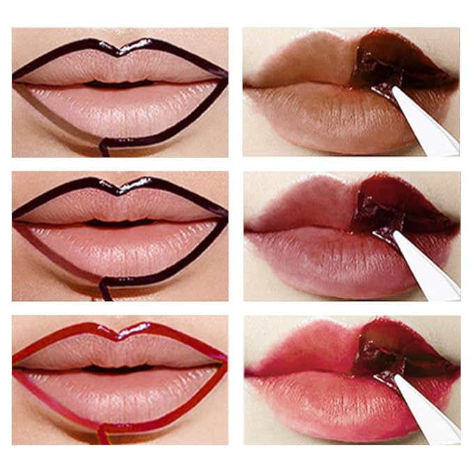 3 Colors Peel Off Lip Liner Stain Kit, Long Wear Matte Lip Tint Stain Set with Tweezer for Women, Waterproof Transfer Proof Highly Pigmented Peel Off Liquid Lipstick for All Skin Types (#3,4,5)-FemmiqueWomen