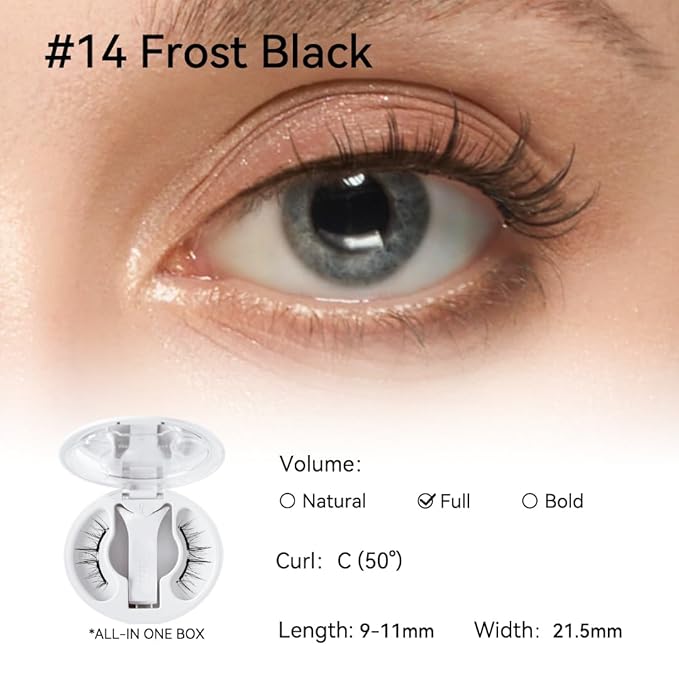 Soft Magnetic Eyelashes Kit with Applicator, No.14 Frost Black, Reusable Glue-free Wispy Magnetic Lashes, Cruelty-free False Lashes, Waterproof, Lightweight, Suit for Heavy Makeup-FemmiqueWomen