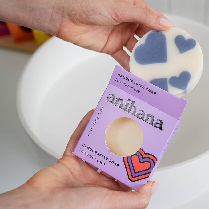 ANIHANA Handcrafted Natural Soap with Coconut Oil, Gentle Cleansing, Paraben Free, Refreshing Lavender Love Scent, 4.23 oz-FemmiqueWomen