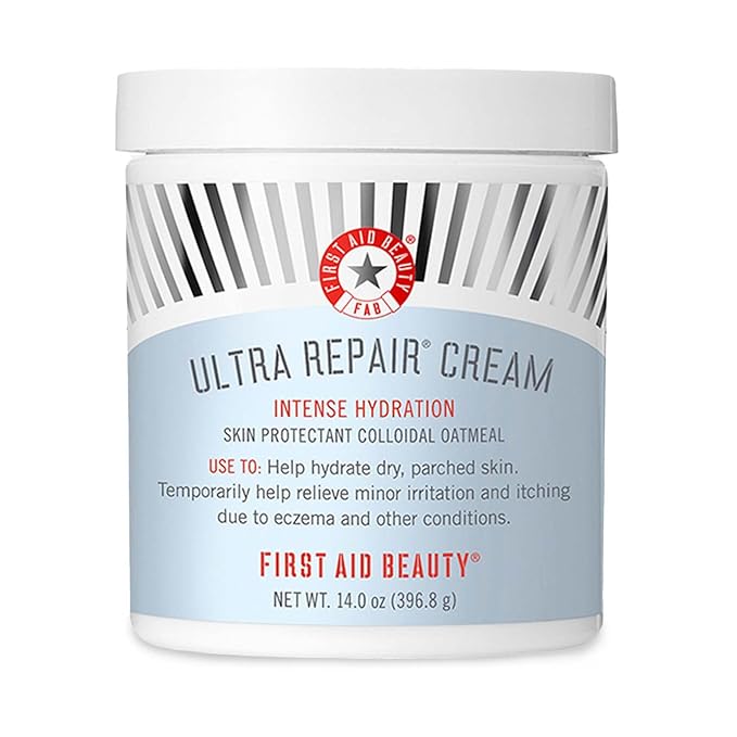 First Aid Beauty - Ultra Repair Cream, Intense Hydration Whipped Colloidal Oatmeal, Clinically Proven to Strengthen Skin Barrier in 7 Days & Helps Relieve Eczema, Luxury Face & Body Moisturizer, 14 oz-FemmiqueWomen