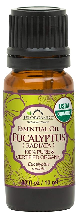 US Organic 100% Pure Eucalyptus Essential Oil (Radiata) - USDA Certified Organic, Steam Distilled - W/Euro droppers (More Size Variations Available) (10 ml / .33 fl oz)-FemmiqueWomen