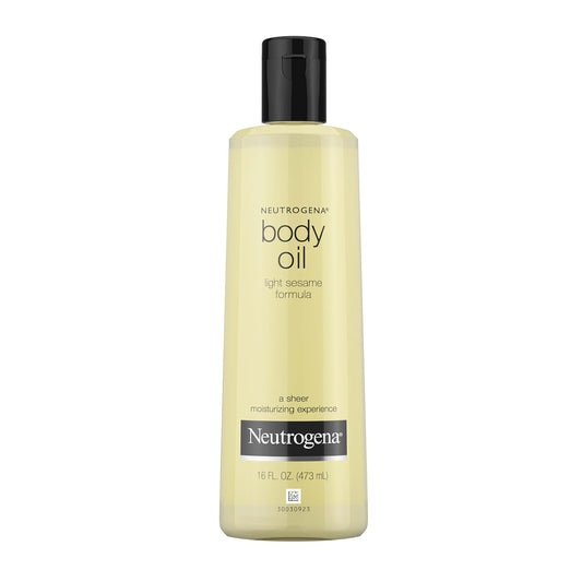 Neutrogena Body Oil Light Sesame Formula for Radiant Healthy-Looking Glow, Moisturizer for Dry Skin, Lightweight Non-Greasy Fast-Absorbing Bath and Massage Shower Oil, 16 Fl Oz Bottle Size-FemmiqueWomen