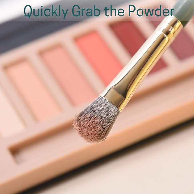 Eyeshadow Makeup Brushes Set with Case 5 PCS Soft Synthetic Hairs Eye Makeup Brushes for Blending Eyebrow Eyeliner Eyeshadow （Green）-FemmiqueWomen