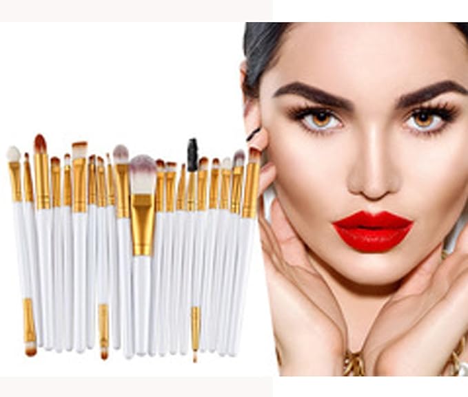 20pc White Eye And 15pc Contour Pallet Eye Makeup Brush Set-FemmiqueWomen