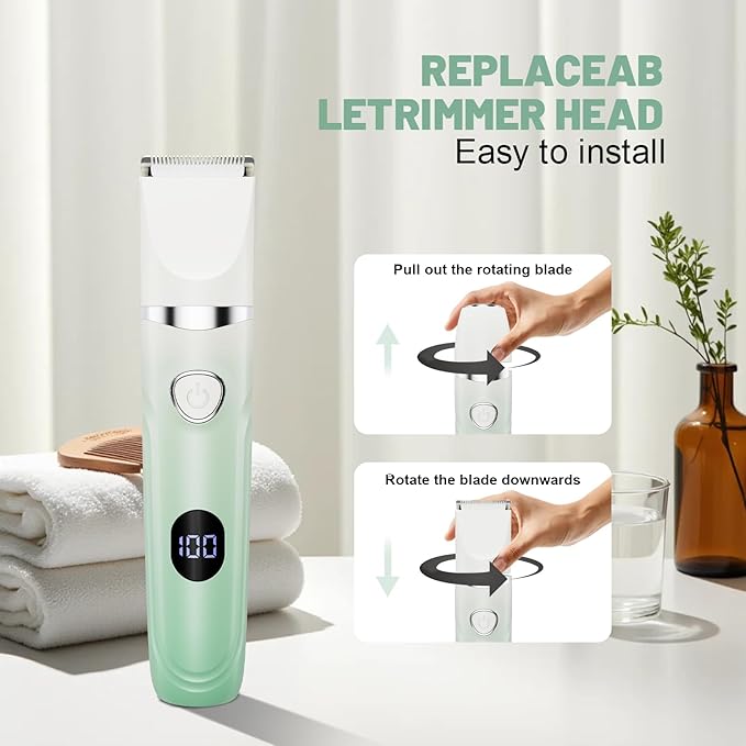 3-in-1 Painless Bikini Trimmer for Women - Electric Pubic Hair Shaver with Ceramic Blade, Wet/Dry USB Razor for Underarm/Leg/Body, Rechargeable Ladies Grooming Kit-FemmiqueWomen