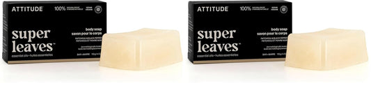 ATTITUDE Bath and Shower Body Soap Bar, EWG Verified, Plastic-free, Plant and Mineral-Based Ingredients, Vegan and Cruelty-free Personal Care Products, Patchouli and Black Pepper, 4 Ounces (Pack of 2)-FemmiqueWomen
