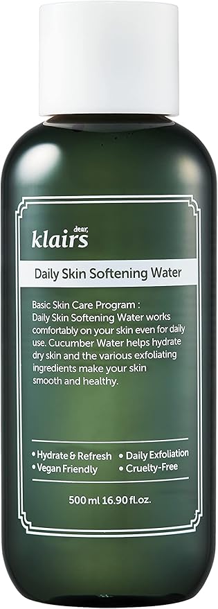 [DearKlairs] Daily Skin Softening Water, Toner, Jumbo 16.90 Fl Oz, Skin Refining Cucumber Essence, Daily mild exfoliator-FemmiqueWomen