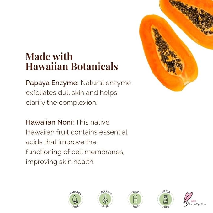 Hanalei Papaya Powder Face Cleanser - Gentle Daily Exfoliating Wash, Hydrating Non-Stripping Formula for All Skin Types - Travel-Friendly - Cruelty-Free & Paraben-Free, 60g-FemmiqueWomen