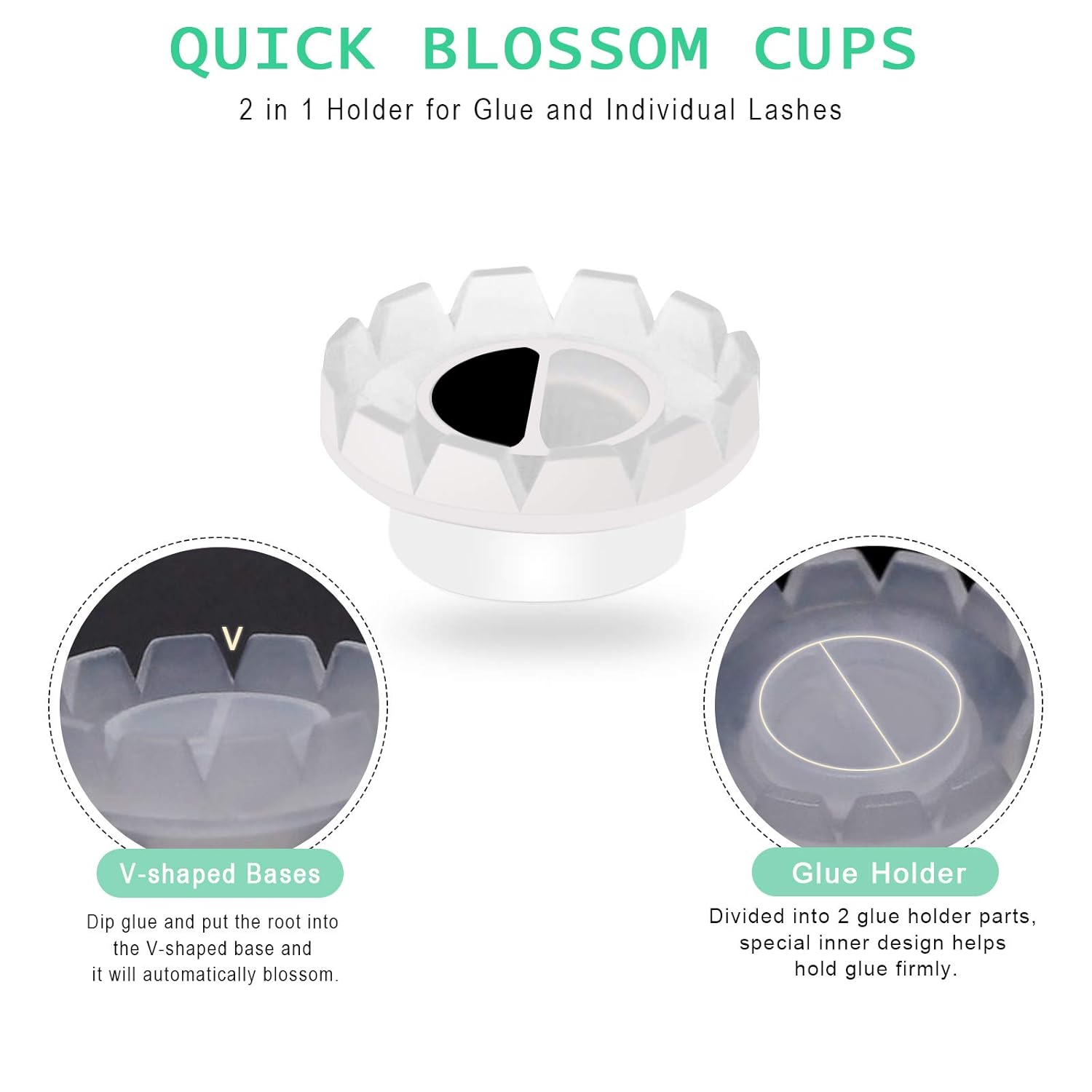 Fenshine 300 PCS Eyelashes Extension Volume Lashes Fan Quick Blossom Cups Lash Glue Holder and Lash Organizer Supplies Tools for Eyelash Extension Supply-FemmiqueWomen