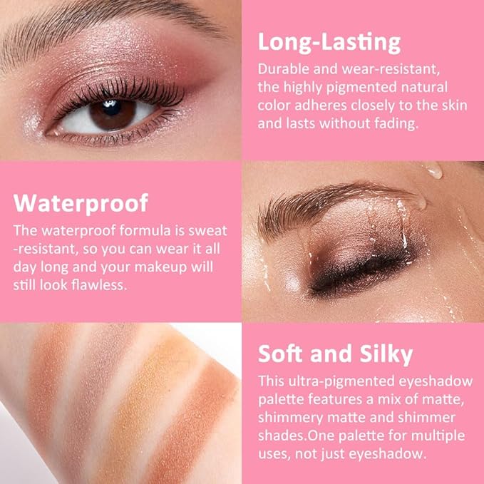 25 Colors Nude Champagne Gold Glitter Matte Shimmer Eyeshadow Palette for Eye Makeup,High Pigmented Brown Eye Shadow Primers Powder Palet de sombras de ojos-FemmiqueWomen