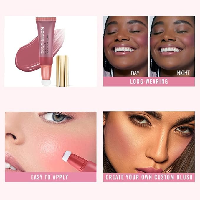 3 Color Liquid Blush,Soft Cream Lightweight Beauty Blush.(101# Ravishing -Nude Pink+102# Serenade-Sweet Peach+103# Rosa-Cool Pink)-FemmiqueWomen