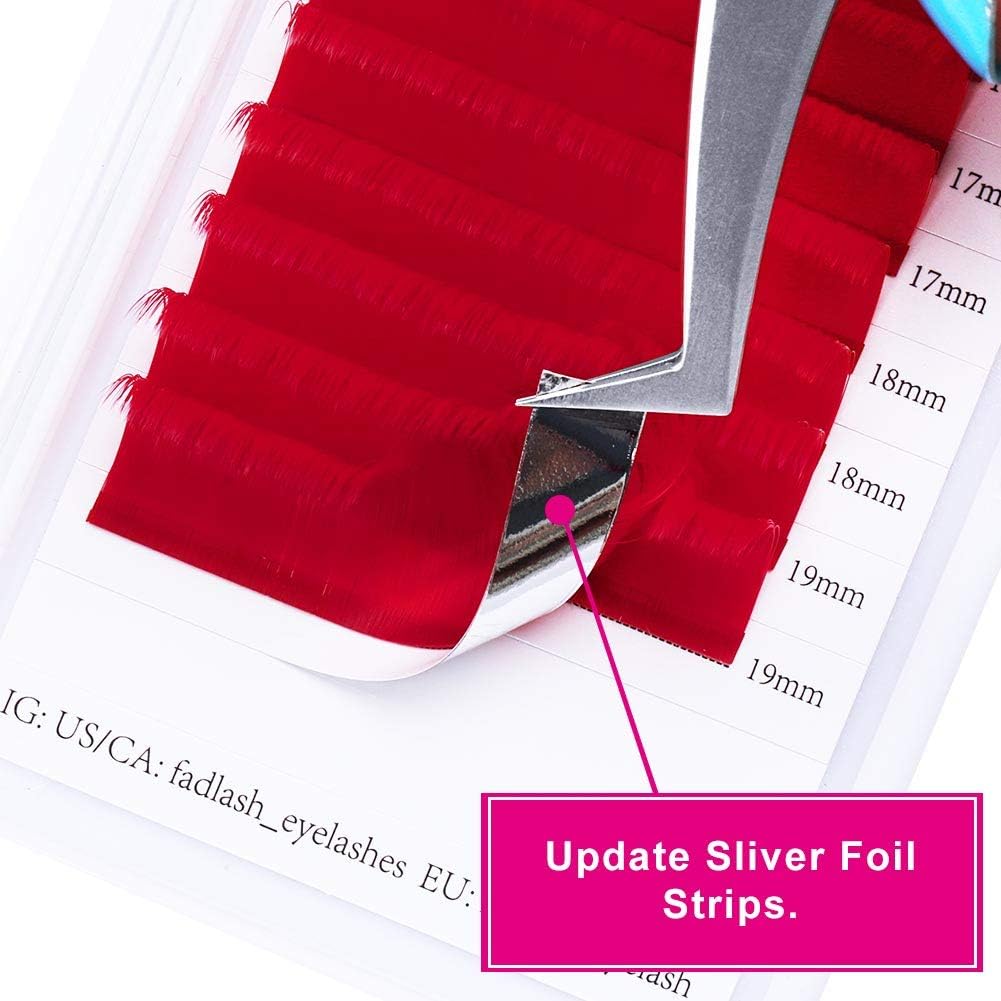 FADLASH Colored Easy Fan Eyelash Extension D Curl 0.07mm Easy Fan Volume Lashes Red Easy Fan Lash Extensions Self Fanning Lashes 15-20mm-FemmiqueWomen
