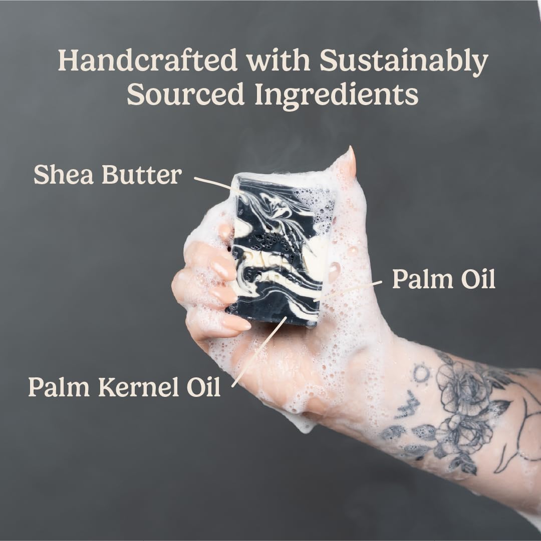 Pacha Soap Co. Bar Soap - Premium, Handcrafted, Hydrating, Natural Face Wash, Hand Cleanser, Body Wash, Soothing Essential Oils (Clarifying Charcoal, 5-Pack, 4 oz ea)-FemmiqueWomen