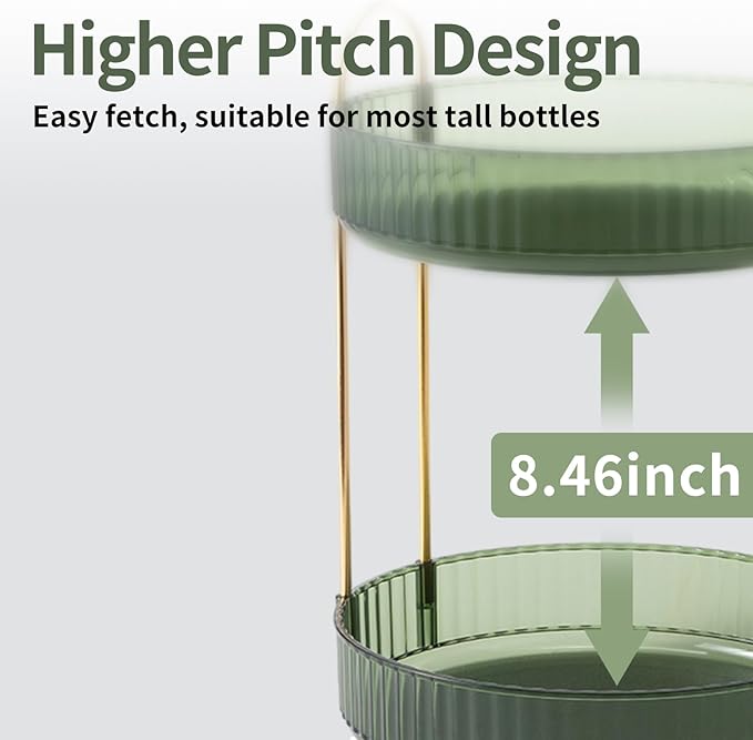 360 Rotating Makeup Organizer for Vanity,2 Tier Large Capacity Skincare Organizers,Bathroom Counter Organizer, Spinning Perfume Organizer & Vanity Organizer (Green-2 Tier)-FemmiqueWomen