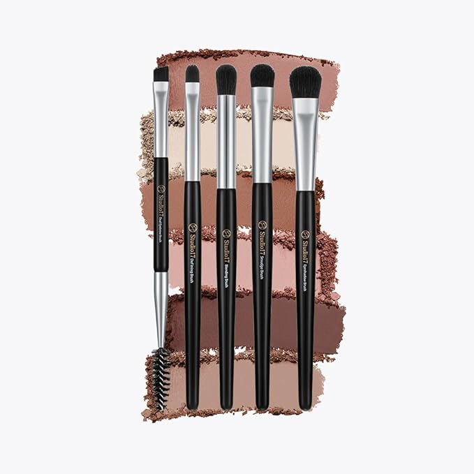 Eye Makeup Brush Set 5 Pcs | Small & Portable Eye Shadow Brushes | Korean Eye Makeup Brushes | Premium Synthetic Bristles for Professionals-FemmiqueWomen