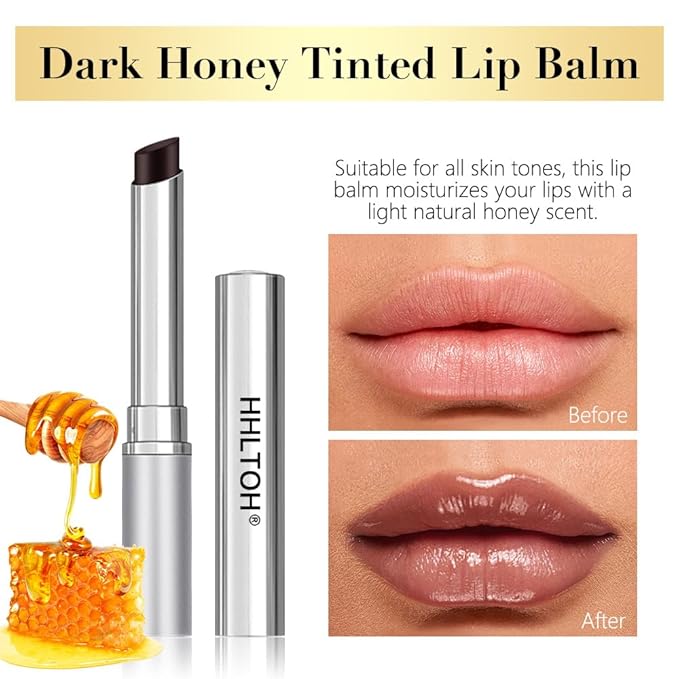 1PCS Honey Tinted Lip Balms Lip Stain, Sheer Hydrating Lip Balm for Women All Skin Tones, Korean Natural Black Cherry Lip Tint Moisturizing Nourishing Lips Balm Lipstick, Bálsamo labial con color miel-FemmiqueWomen