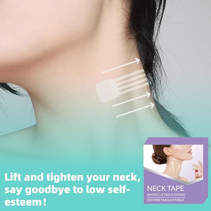 FHH Neck Lifting Tape, Lifting Invisible, Lift Sagging Skin, High Elasticity and Breathability, Suitable for Neck, Face and Jaw (4 Tapes + 20 Patches) A-FemmiqueWomen
