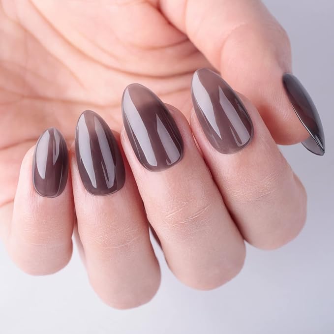 Jelly Gel Nail Polish, Jelly Black Nail Polish Gel Translucent Sheer Spring Summer Neutral Nail Gel Polish Soak off UV LED Light for Nail Art DIY Manicure 0.5 Fl Oz