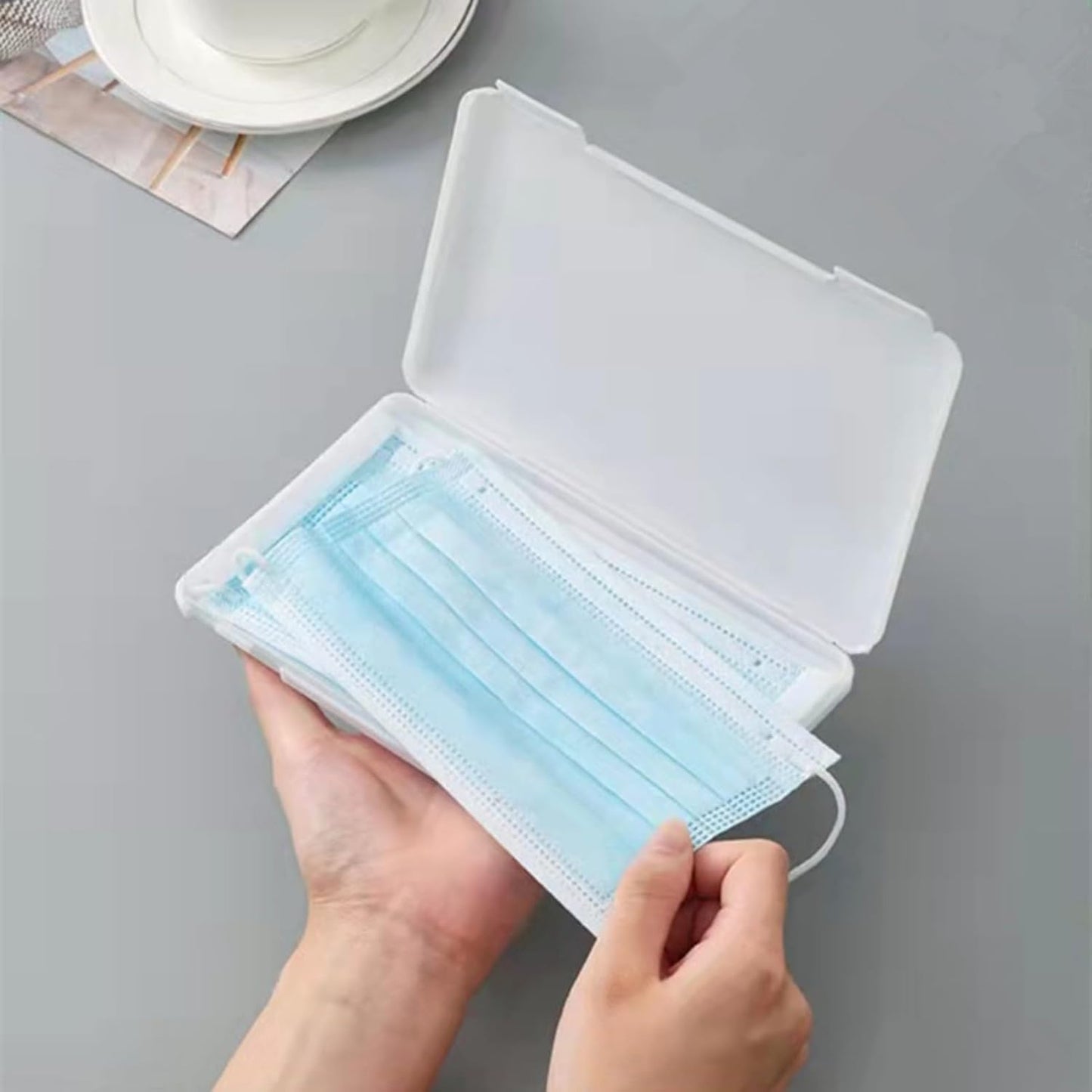 Masks Organizer, False Eyelashes Storage Box Portable,Face Masks Plastic Case Storage Box (White)-FemmiqueWomen